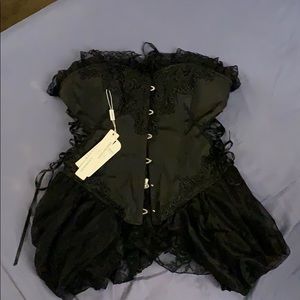 Black corset with lace hip skirt
